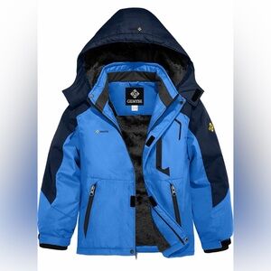 GEMYSE Waterproof Ski Snow Jacket Hooded Fleece Windproof Winter Jacket 14-16